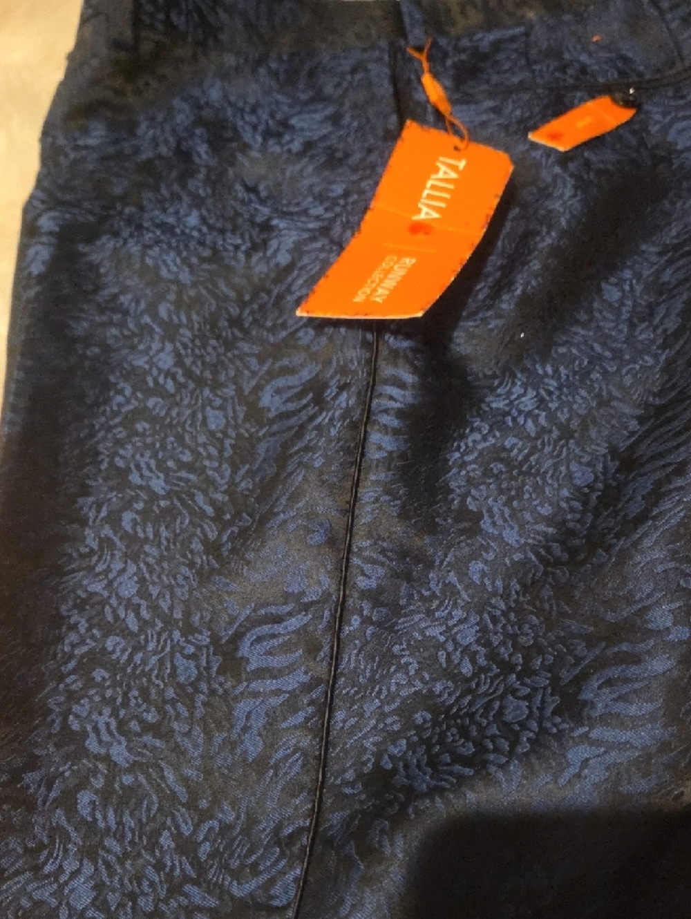TALLIA NWT Navy Blue Men's Dress Pants with Subtle Jacquard Texture - Picture 3 of 12